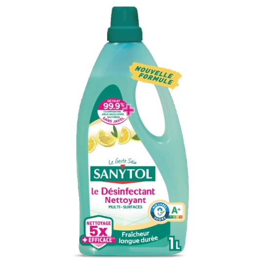 Nettoyant ménager Multi-Surfaces Désinfectant Citron Biodégradable SANYTOL