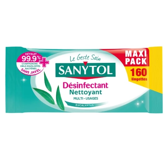 Lingettes Désinfectantes Multi-usages Eucalyptus SANYTOL