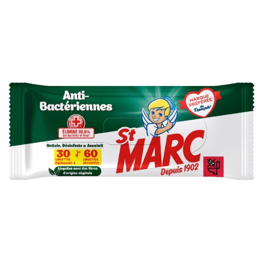 Lingettes nettoyantes désinfectantes Anti-Bactériennes ST MARC