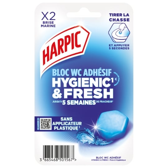 Bloc WC Adhésif Hygienic Fresh Brise Marine HARPIC
