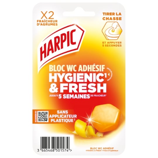 Bloc WC Adhésif Hygienic Fresh Fraîcheur d'Agrumes HARPIC