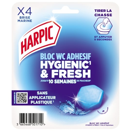 Bloc WC Adhésif Hygienic & Fresh Brise Marine HARPIC