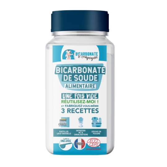 Bicarbonate de soude Multi-usages Alimentaire avec Cuillère Incluse Réutilisable sans Parfum Fabriqué en France BICARBONATE & COMPAGNIE