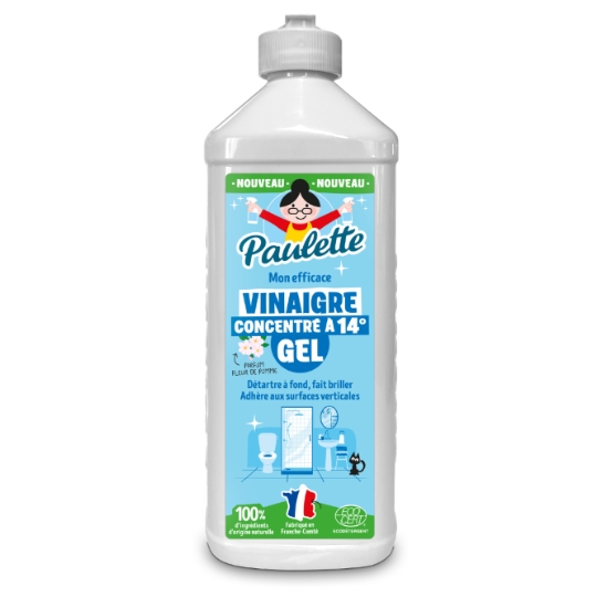 Vinaigre Gel Gel Salle De Bain Concentré à 14° Détartrant Fait Briller Adhère Surfaces Verticales Parfum Fleur De Pomme 100% Ingrédients D'Origine Naturelle Ecodétergent PAULETTE