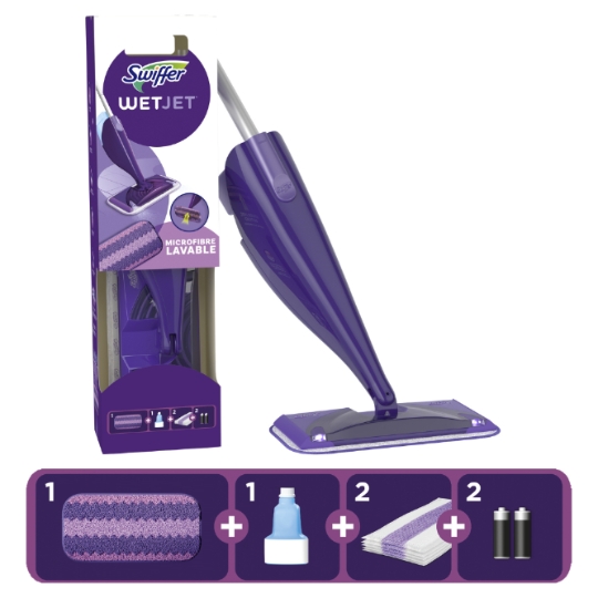 Kit de nettoyage Balai Pulverisateur Lingettes et Solution Nettoyante SWIFFER