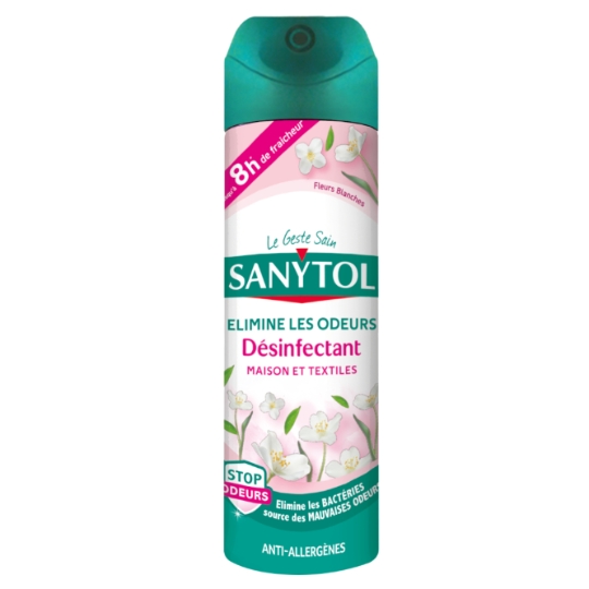 Désodorisant Désinfectant Maison & Textiles Stop Odeurs Fleurs Blanches SANYTOL