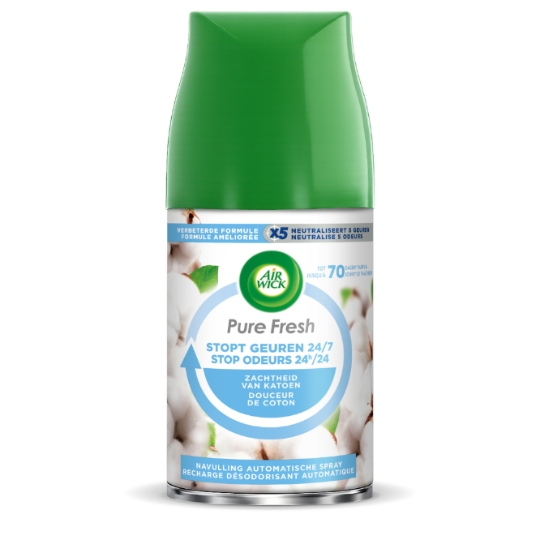 Recharge Désodorisant Automatique Stop Odeurs 24h/24h Douceur de Coton Pure Fresh AIR WICK