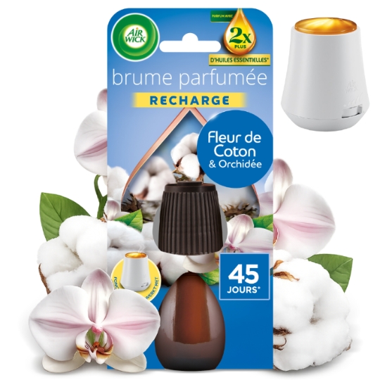 Désodorisant Recharge Huiles Essentielles Fleur de Coton et Orchidée AIR WICK