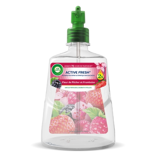 Recharge pour Spray Automatique Sans Gaz Fleur de Pêcher & Framboise Active Fresh AIR WICK