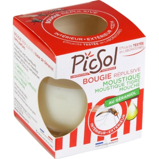 Bougie Répulsive Anti-moustiques et Mouche Intérieur et Extérieur 100% Actifs végétal PICSOL