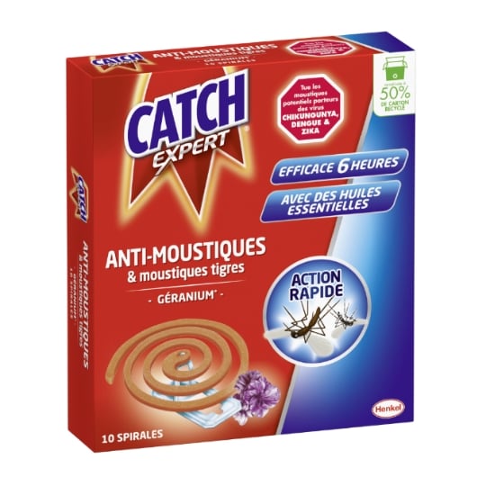 Anti-moustique Spirales Géranium Action Rapide Aux Huiles Essentielles CATCH