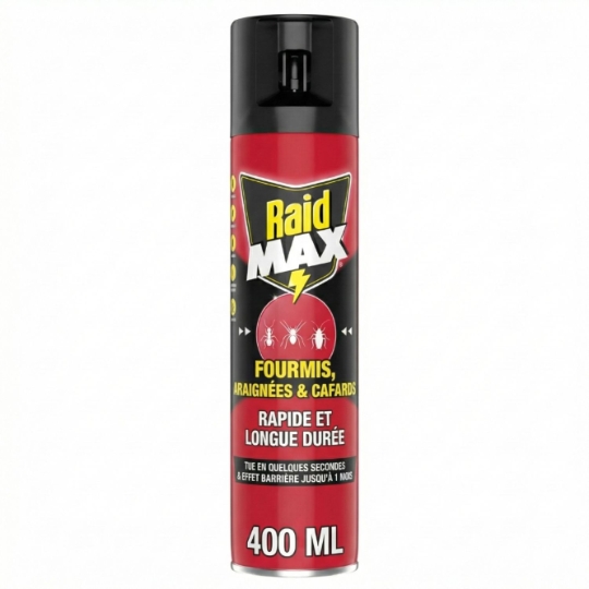 Insecticide Spray 2en1 Fourmis Araignées et Cafards Action Rapide Max RAID