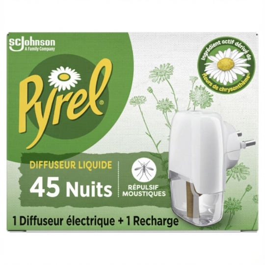 Anti-Moustiques Répulsif Diffuseur et Recharge Liquide Sans Parfum Ajouté PYREL