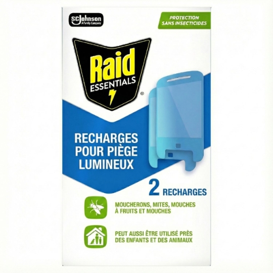Recharge Piège Lumineux Attire et Piège les Insectes Sans Insecticide RAID