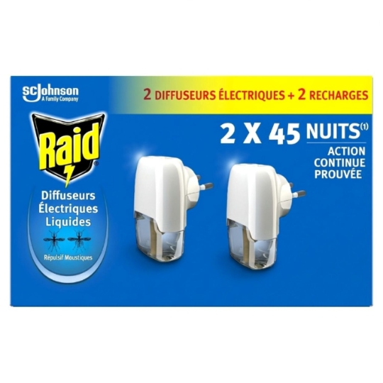 Anti-Moustiques Diffuseur et Recharge Électrique Liquide Sans Parfum Action Continue Max RAID