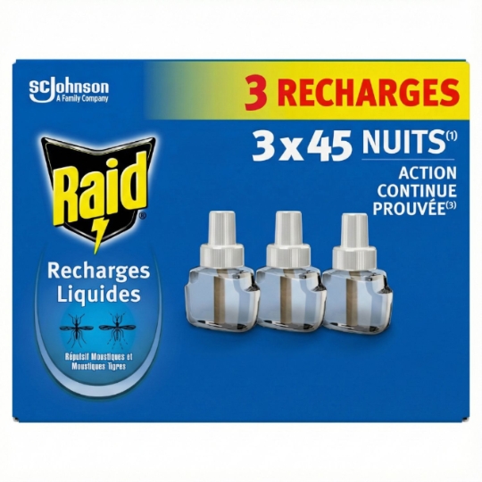 Anti-Moustiques Répulsif Recharge Liquide Sans Parfum Action Continue RAID