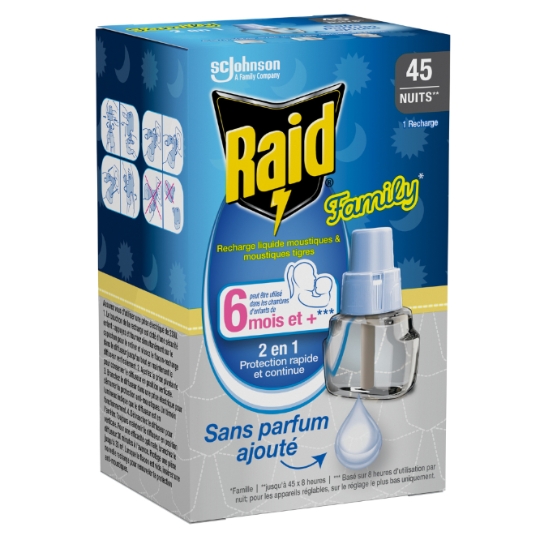Recharge Diffuseur Electrique Liquide Moustiques et Moustiques Tigres RAID