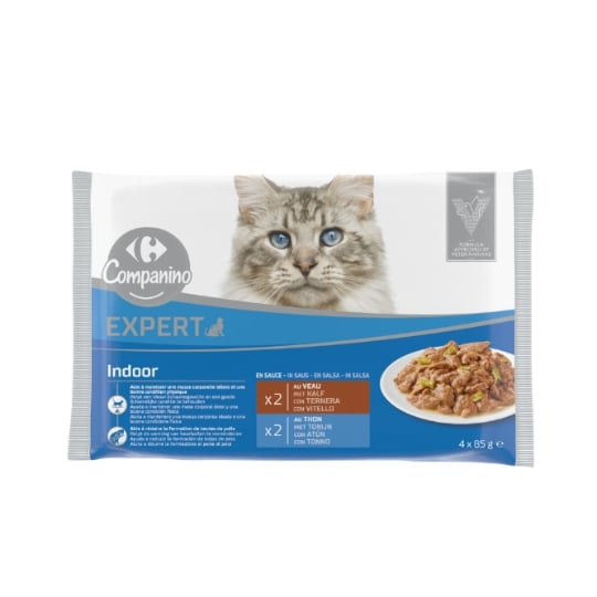 Pâtée Pour Chat Adulte En Sauce Veau Thon D'intérieur CARREFOUR COMPANINO