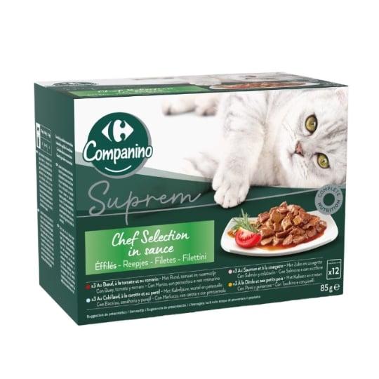 Pâtée Pour Chat Adulte Effilés En Sauce Légume Viande Poisson Carrefour Chef Sélection CARREFOUR COMPANINO