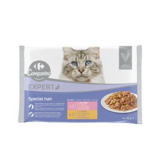 Pâtée Pour Chat Adulte En Sauce Spécial Pelage Saumon Dinde Expert CARREFOUR COMPANINO