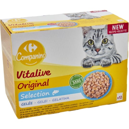 Pâtée pour Chat Adulte en Gelée Poisson Vitalive CARREFOUR COMPANINO