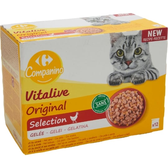 Pâtée Pour Chat Adulte En Gelée Viande Légume Vitalive CARREFOUR COMPANINO