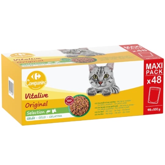 Pâtée Pour Chat Adulte En Gelée Assortiment CARREFOUR COMPANINO