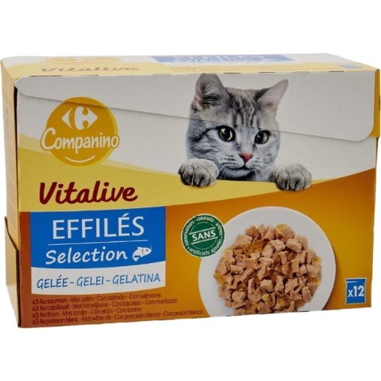 Pâtée Pour Chat Adulte Effilés En Gelée Sélection Poissons Vitalive CARREFOUR COMPANINO