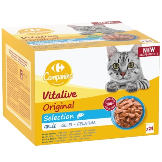 Pâtée Pour Chat Adulte En Gelée Poisson Vitalive CARREFOUR COMPANINO