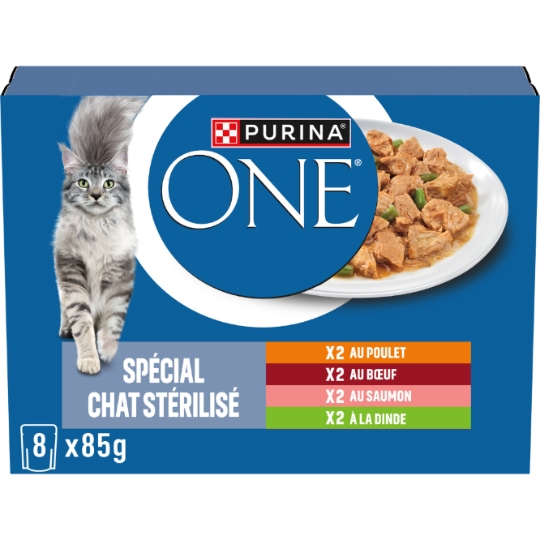 Pâtée Pour Chat Adulte Stérilisé Poulet Boeuf Saumon Dinde Légume PURINA ONE