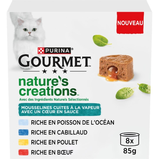 Pâtée Pour Chat Adulte En Sauce Poisson Cabillaud Poulet Boeuf GOURMET