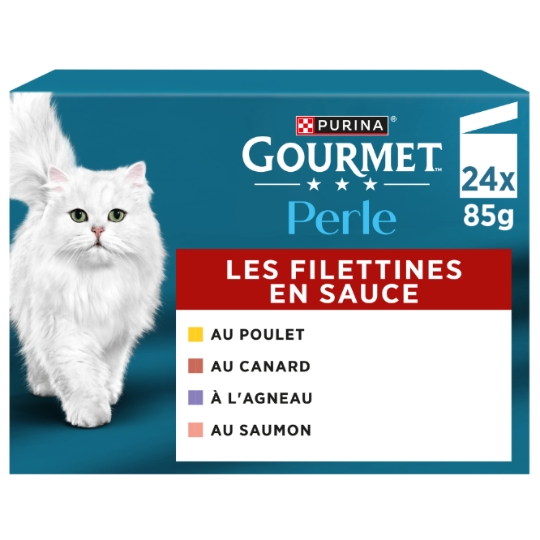 Pâtée pour Chat Adulte Filettines en Sauce Poulet Agneau Canard Saumon GOURMET