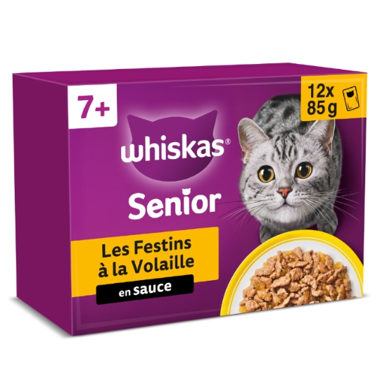 Pâtée Pour Chat Sénior En Sauce Volaille Poulet Canard Dinde Les Festins WHISKAS