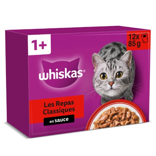 Pâtée pour Chat Adulte en Sauce Poulet Agneau Boeuf WHISKAS