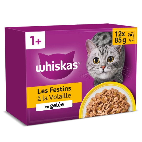 Pâtée Pour Chat Adulte En Gelée Poulet Canard Dinde Volaille Les Festins WHISKAS