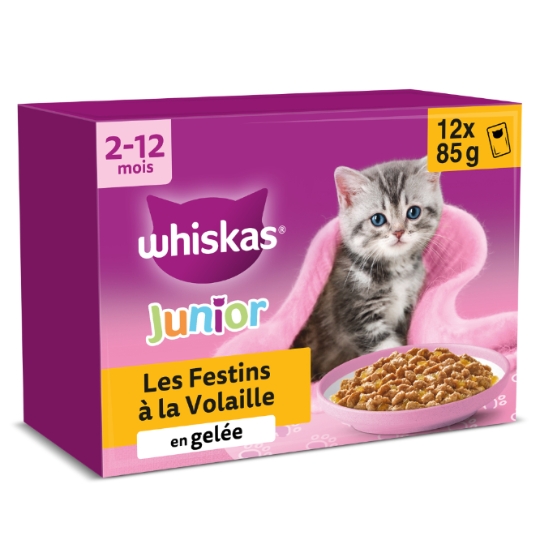 Pâtée Pour Chat Junior En Gelée Poulet Dinde Canard Volaille Les Festins WHISKAS