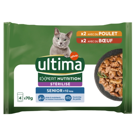 Pâtée Pour Chat Adulte Stérilisé Poulet Boeuf ULTIMA