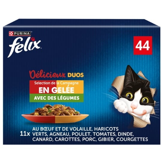 Pâtée Pour Chat Adulte Délicieux Duos En Gelée Sélection Campagne Légume FELIX