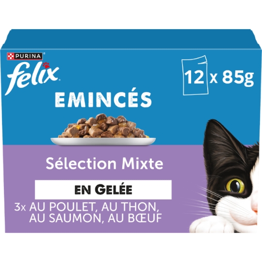 Pâtée Pour Chat Adulte Emincés En Gelée Boeuf Poulet Saumon Thon FELIX