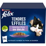 Pâtée Pour Chat Adulte Tendres Effilés En Gelée Poulet Boeuf Thon Saumon FELIX