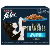 Pâtée Pour Chat Adulte En Gelée Saumon Thon Cabillaud Carrelet Délices Tranchés FELIX