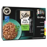 Pâtée pour Chat Adulte Mini Filets en Sauce Poulet Boeuf Poissons Blancs Saumon SHEBA