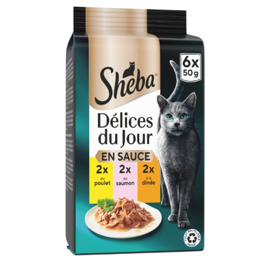 Pâtée pour Chat Adulte en Sauce Poulet Saumon SHEBA