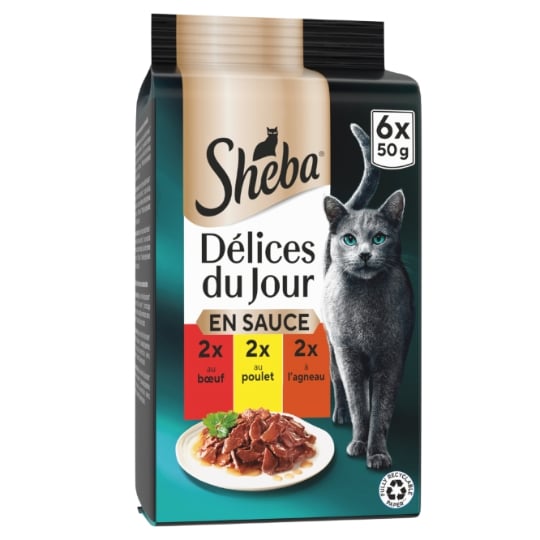 Pâtée Pour Chat Adulte En Sauce Poulet Boeuf Agneau Délices Du Jour SHEBA