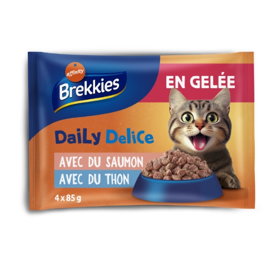Repas pour chat en Gelée avec du Saumon et du Thon Daily Délice BREKKIES