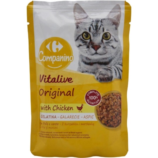 Emincés en gelée au poulet et aux carottes pour chats adultes COMPANINO
