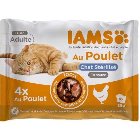 Patée pour Chat Adulte Stérilisé en Sauce Poulet IAMS