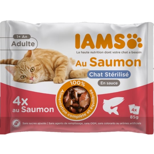 Pâtée pour Chat Adulte Stérilisé en Sauce Saumon IAMS