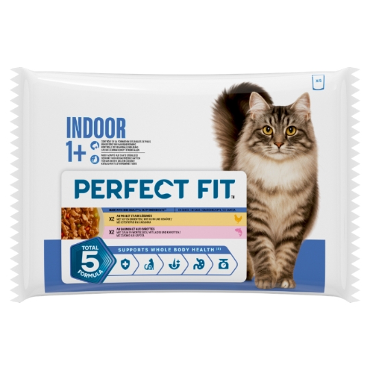 Pâtée pour Chat Adulte Stérilisé d'INtérieur Saumon Poulet PERFECT FIT