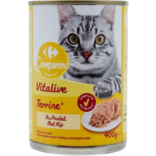 Pâtée Pour Chat Adulte En Terrine Poulet Vitalive CARREFOUR COMPANINO